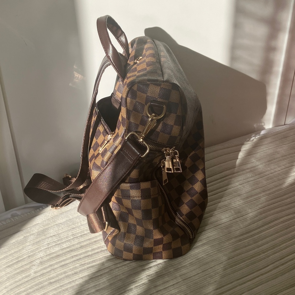 Checkered Brown Backpack - image 2